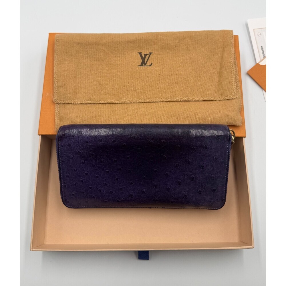 Louis Vuitton Monogram Zippy Organizer Wallet Women's Blue Ostrich Leather - Picture 8 of 15